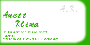 anett klima business card